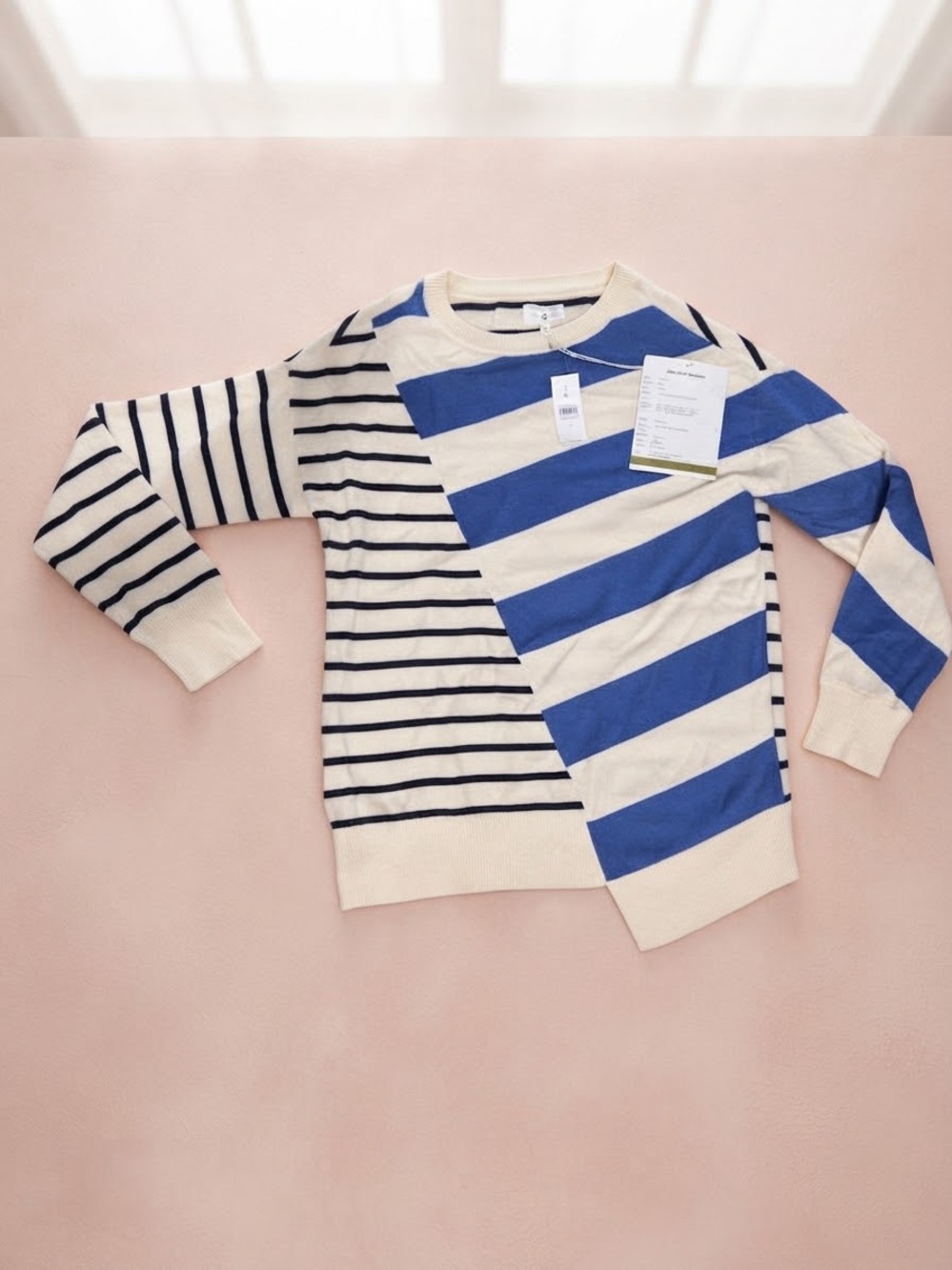 Asymmetric Colorblock Stripe Cotton Sweater Size S Rare Merchant Sample